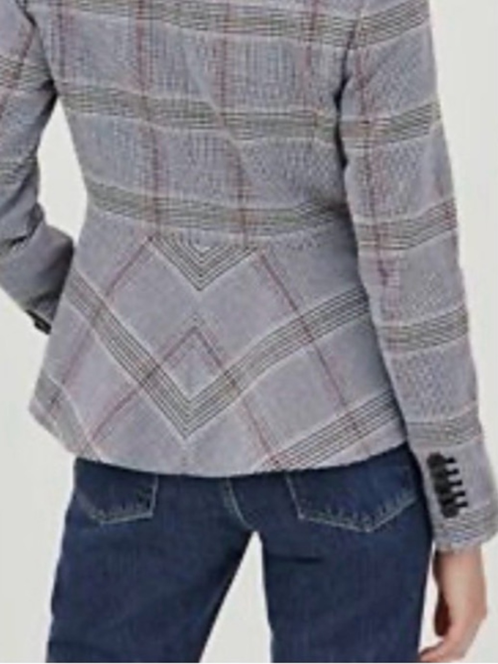 Veronica Beard Gray Plaid One-Button Blazer - Size 4 - Picture 2 of 8